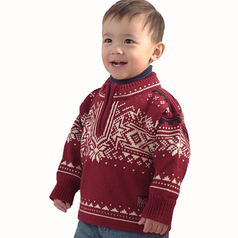 NEW Dale of Norway 125th Anniversary Boys Sweater! 6 Wool Darker Red Fair Isle